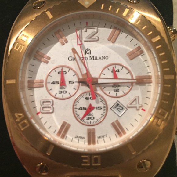 Gold Giorgio Milano watch w genuine leather band. - Picture 4 of 4