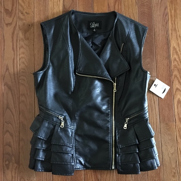 Luii Pleather Vest with Ruffles