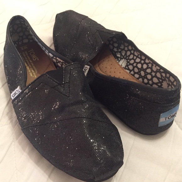 TOMS black glitters