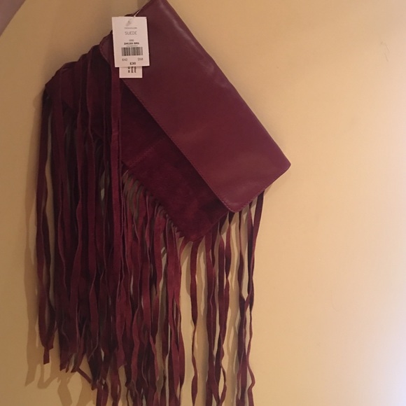 Top Shop Fringe Wristlet Clutch