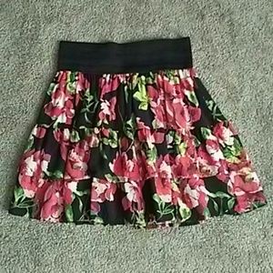 Black Floral Print Skirt
