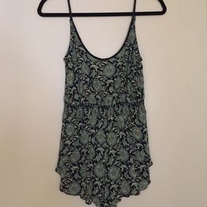 Short, blue/green, tank romper