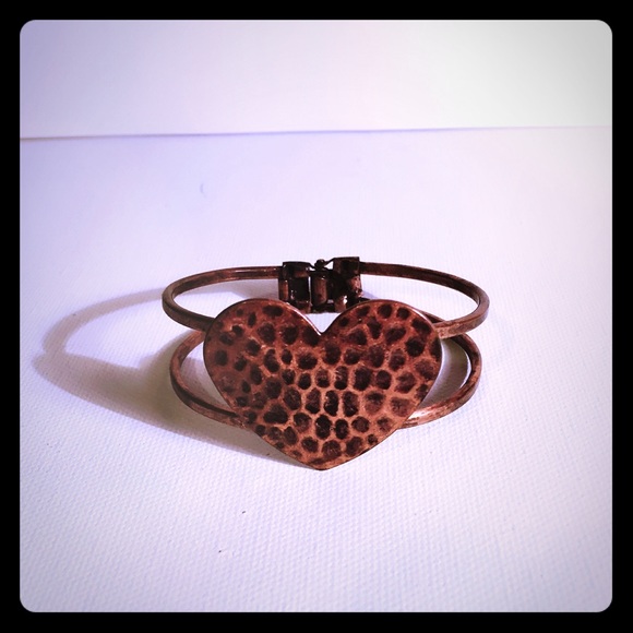 Copper Heart Bangle Bracelet