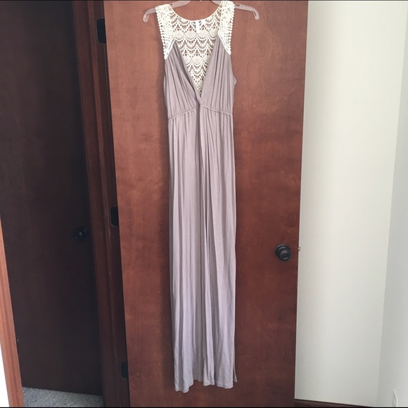 Gray Maxi dress with see through back