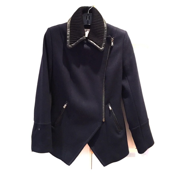 Navy Wool Zippered Coat