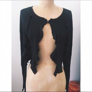 Black Free People Ruffle Crop Sweater