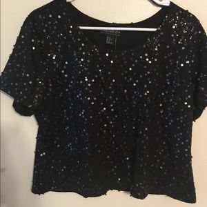 Black sequin crop top