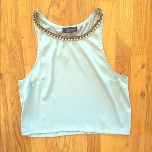 Topshop beautiful mint embellished crop tank