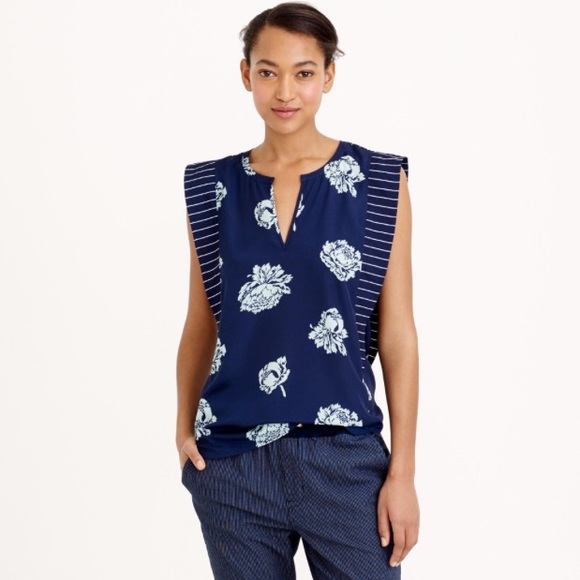 J Crew Blue Peony Top
