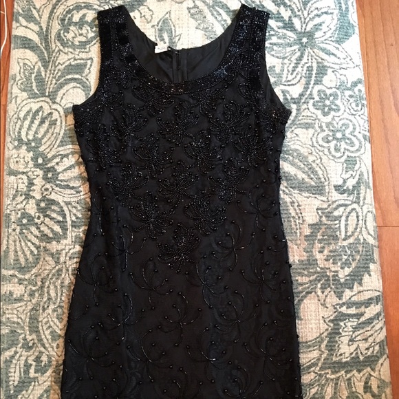Gorgeous beaded black lace dress