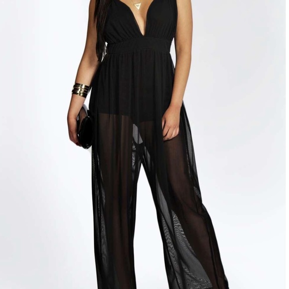 Boohoo Plus Pants - Boohoo sheer romper