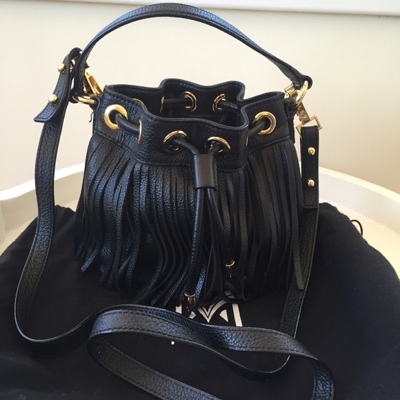 Fringe, Pebble Leather Crossbody Bag.