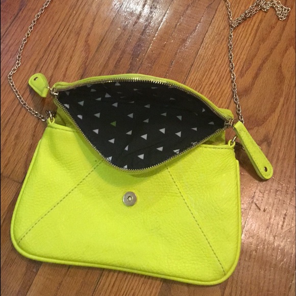 small purse- clutch. Chartreuse yellow.