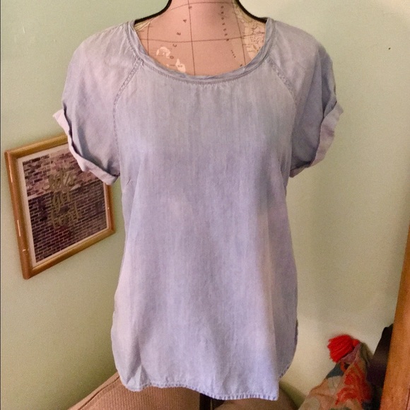 Anthropologie Cloth & Stone Chambray Hi-Low Tee