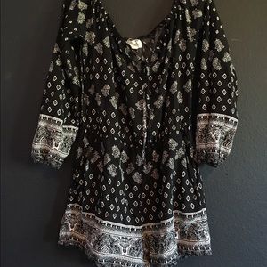 Black and white boho style romper