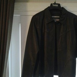 Womens distressed black leather jacket