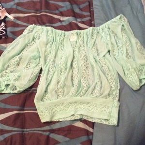 Off the shoulder, lace shirt!