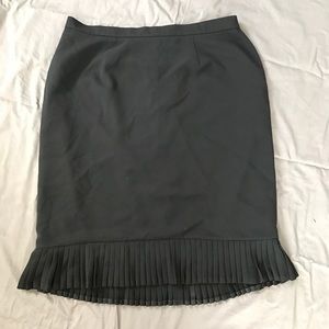 Black Pleated Career Skirt