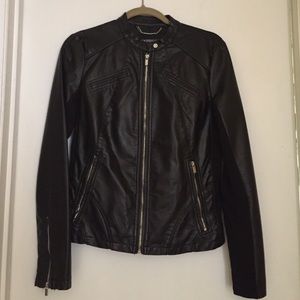 Black leather jacket, silver details