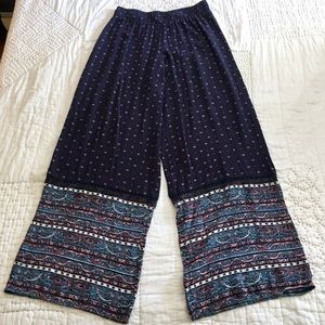 Navy patterned palazzo pants