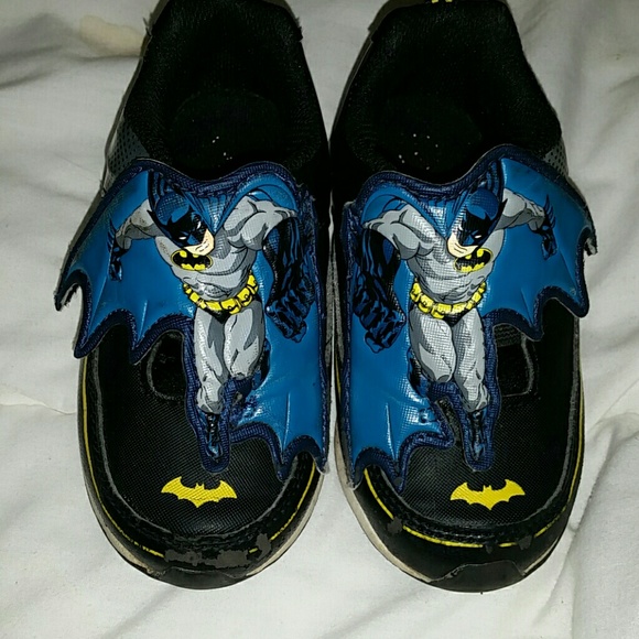Light up batman sneakers, velcro top.