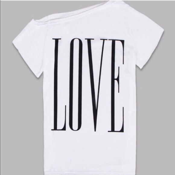 LOVE over the shoulder tshirt -  WHITE - Picture 3 of 4