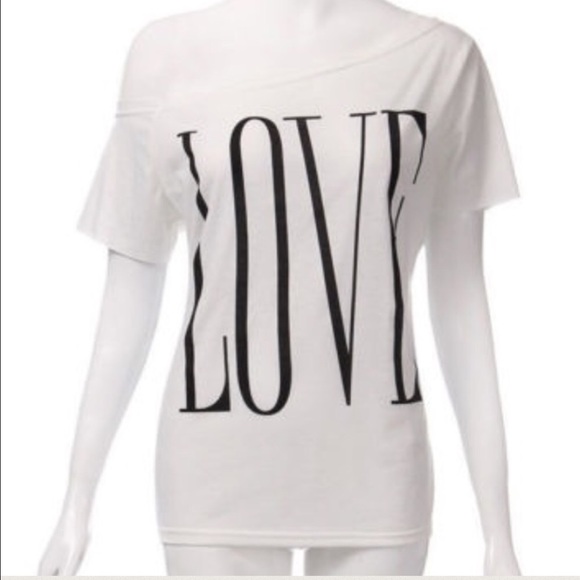LOVE over the shoulder tshirt -  WHITE - Picture 4 of 4