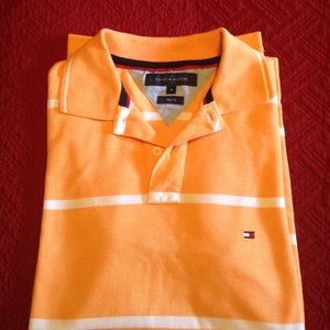 Tommy Hilfiger men's medium slim fit orange polo