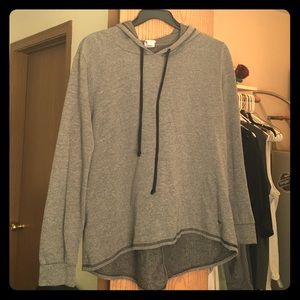 Oversized gray hoodie.