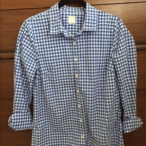 J Crew "perfect shirt" in cobalt  gingham.