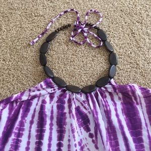 Purple and white with wooden beads halter