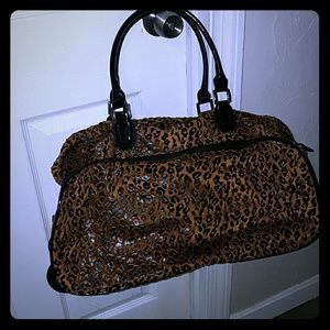 Suede Leopard Print Carry on Bag