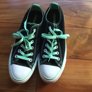 Black and Mint Green Converse Size 9
