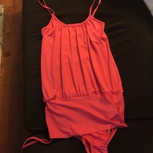 Medium one piece bathing suit, coral color