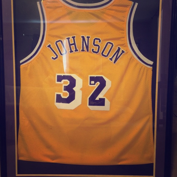 Authentic magic Johnson signed and framed jersey