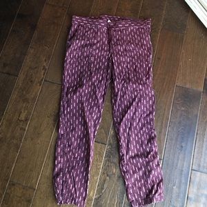 Burgundy soft linen drawstring jogger pants