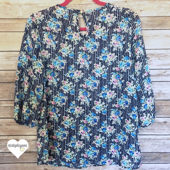 Striped Floral Blouse - Picture 3 of 3