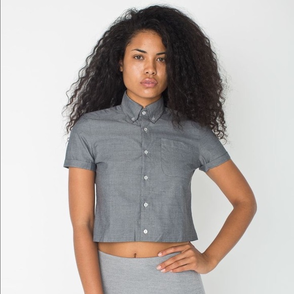 American Apparel Tops - button up cropped top