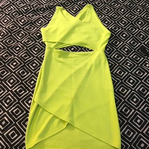 Zara neon yellow short dress size large