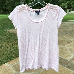 Pink T-shirt with Gold Shoulder Detail