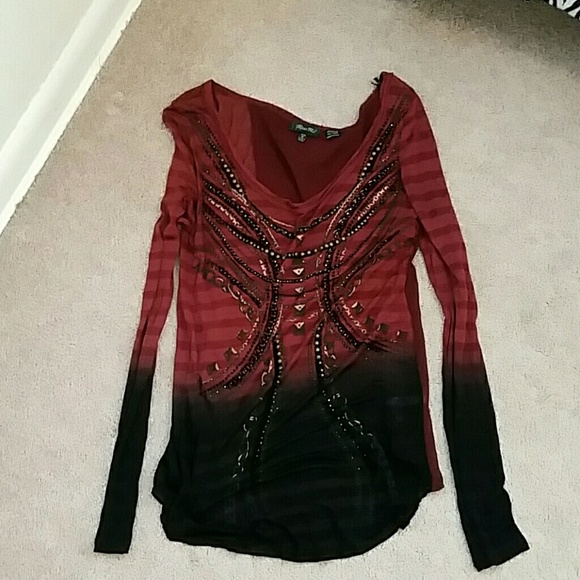 Ombre top with gold and black embellishment
