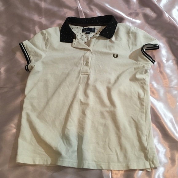 Fred Perry Polo white with polka dot collar sz 10
