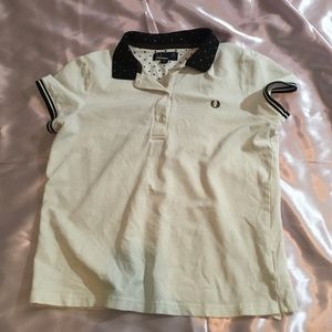 Fred Perry Polo white with polka dot collar sz 10