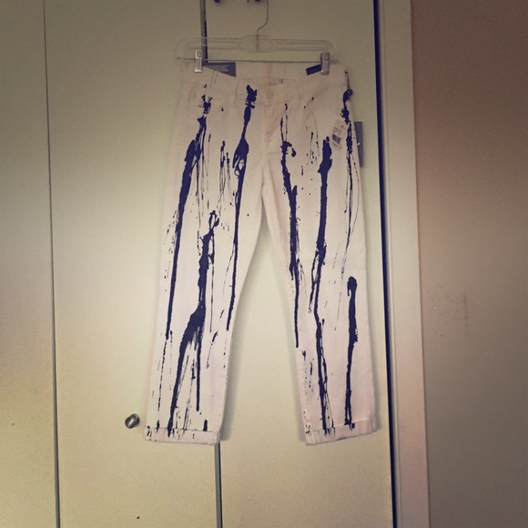 NWT 7 For all Mankind splatter crop jeans