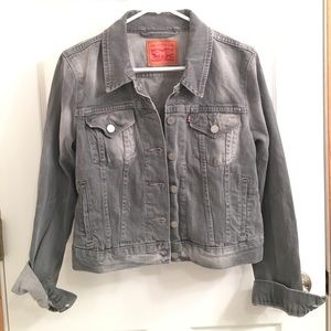 Gray grey Levi faded jean jacket
