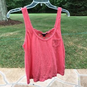 Pink Crochet Back Crop