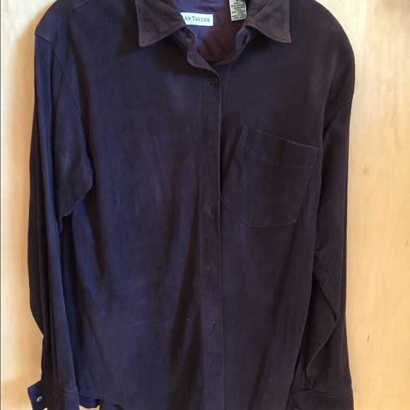 Ann Taylor chocolate brown suede button down