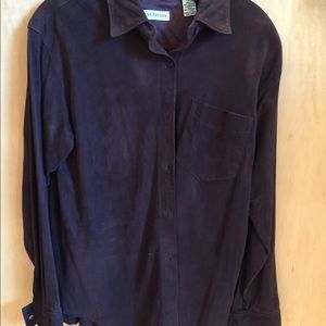 Ann Taylor chocolate brown suede button down