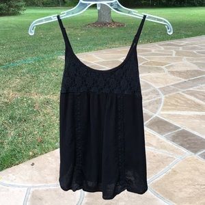 Black Lace Detail Tank Top