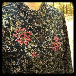 Chico's quilted button up jacket, mandarin collar